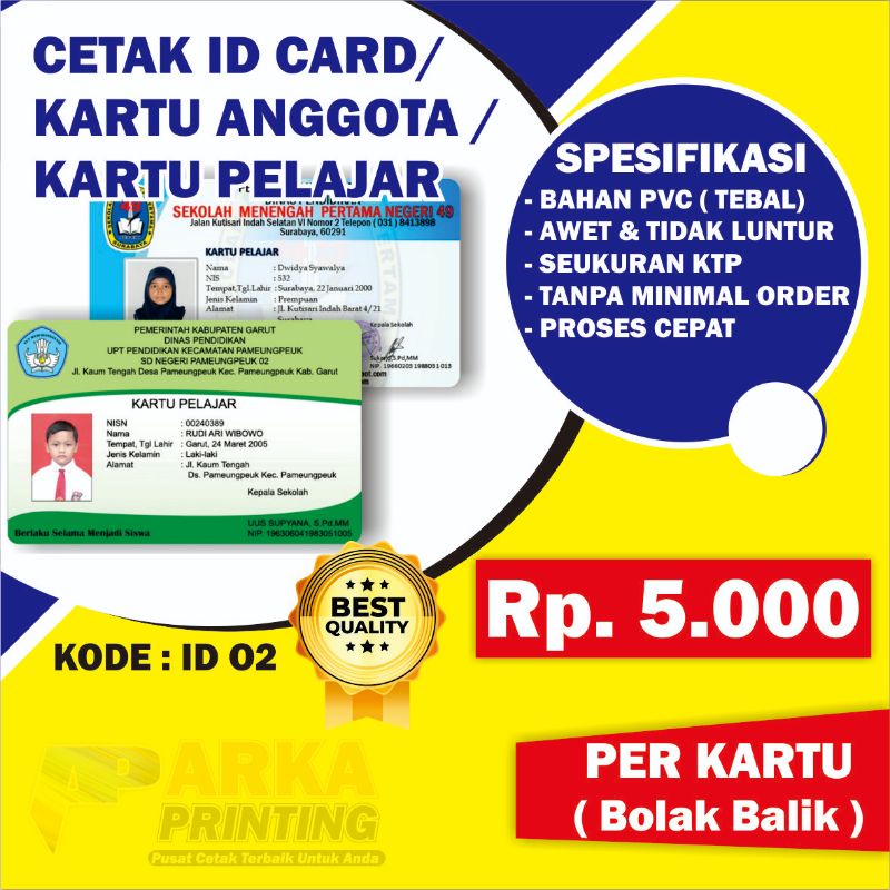 

CETAK ID CARD / ID CARD MURAH / KARTU PELAJAR / KARTU ANGGOTA