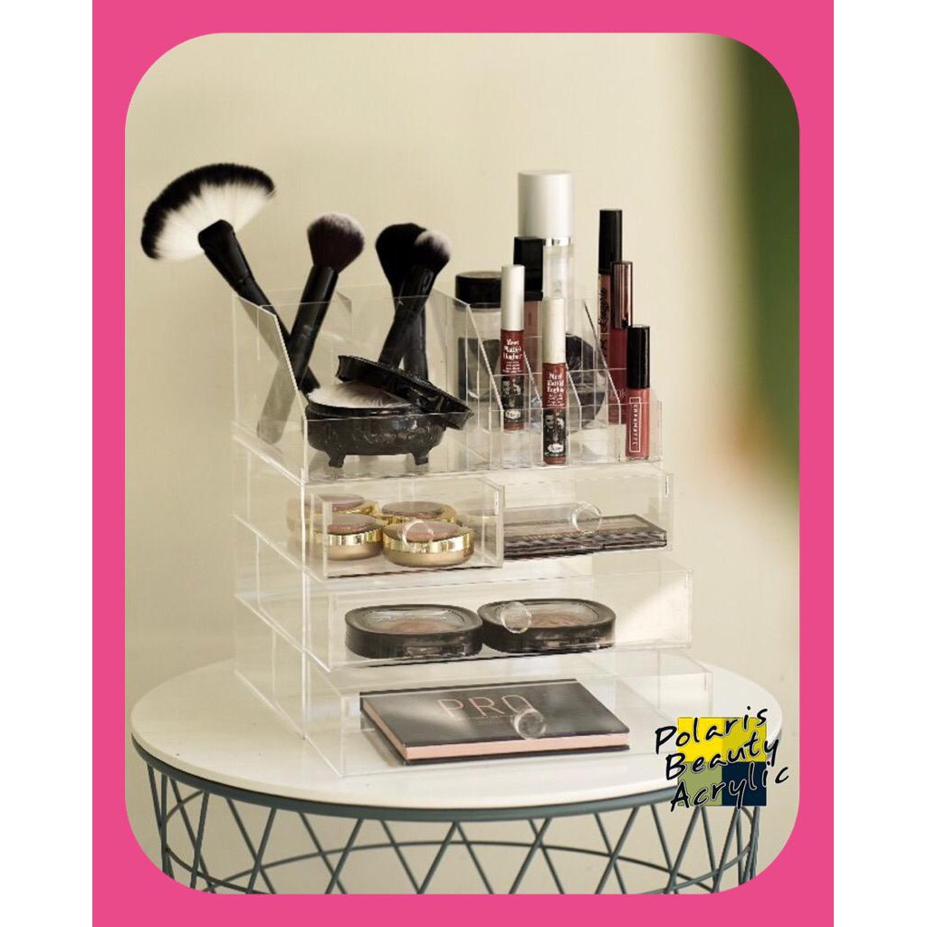 RAK KOSMETIK ACRYLIC-TEMPAT MAKEUP AKRILIK-BEAUTY CASE-SPARKLING