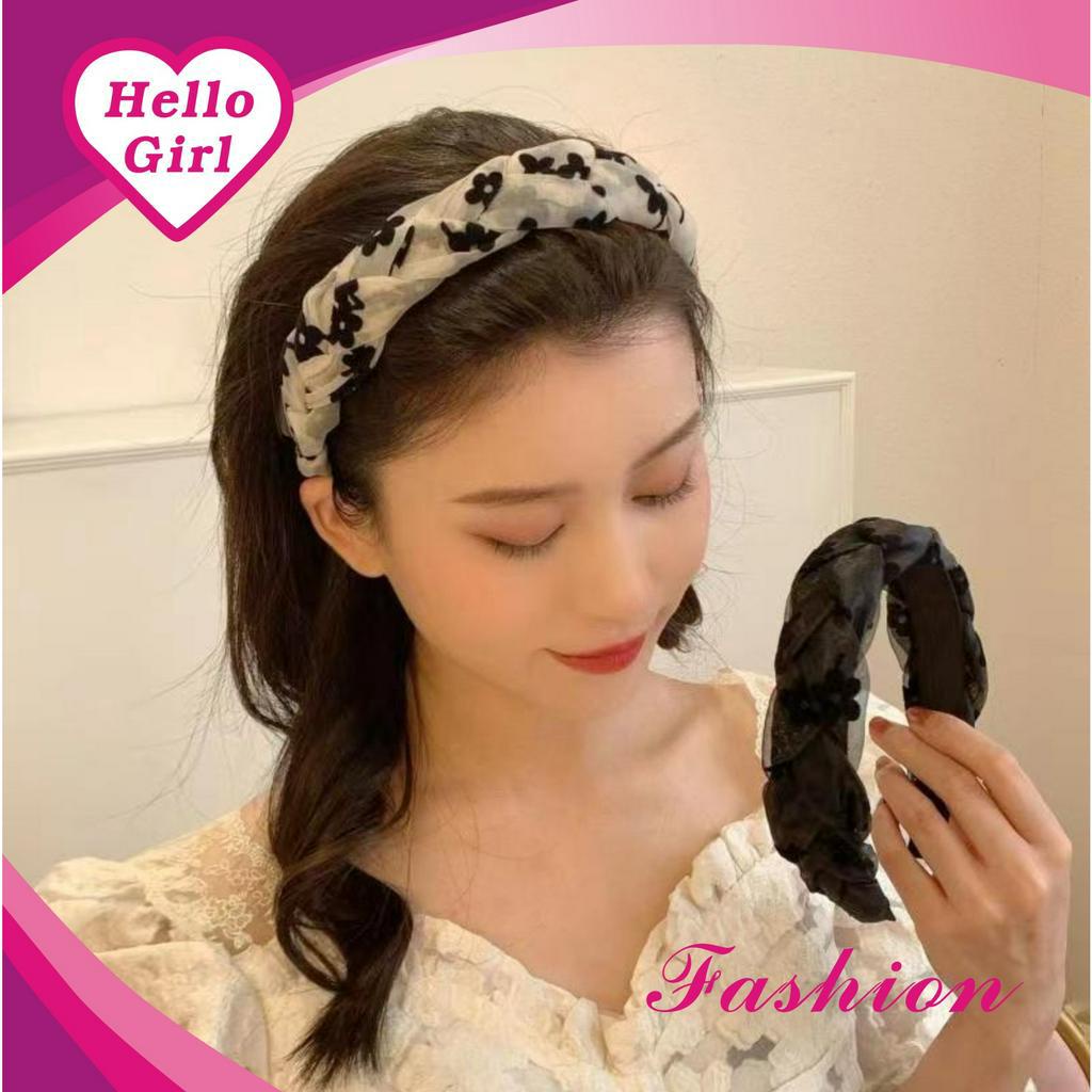 (Hello Girl)B72 Bando Wanita Terbaru Gaya Korea /Korean Headband Motif Simpul Bunga Import