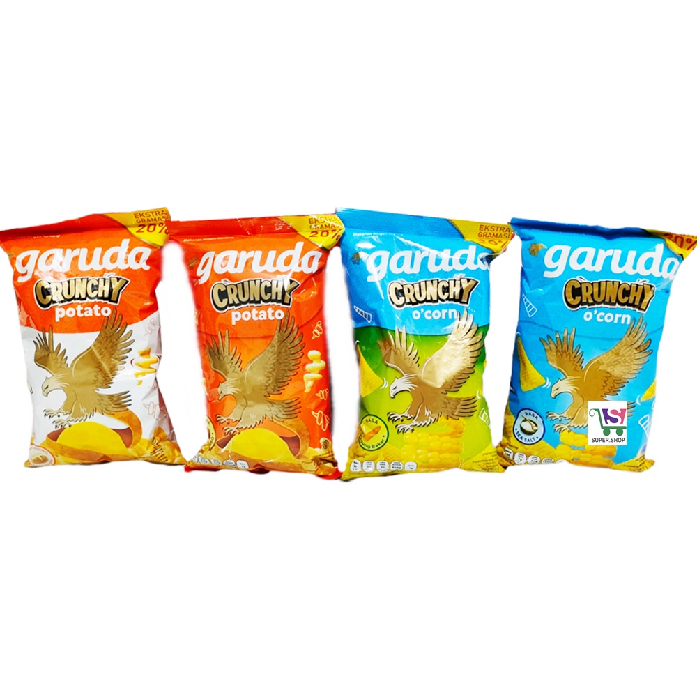 Garuda O'Corn Sea Salt 75 Gram / Potato BBQ 45 Gram / Crunchy Bee Net JUMBO