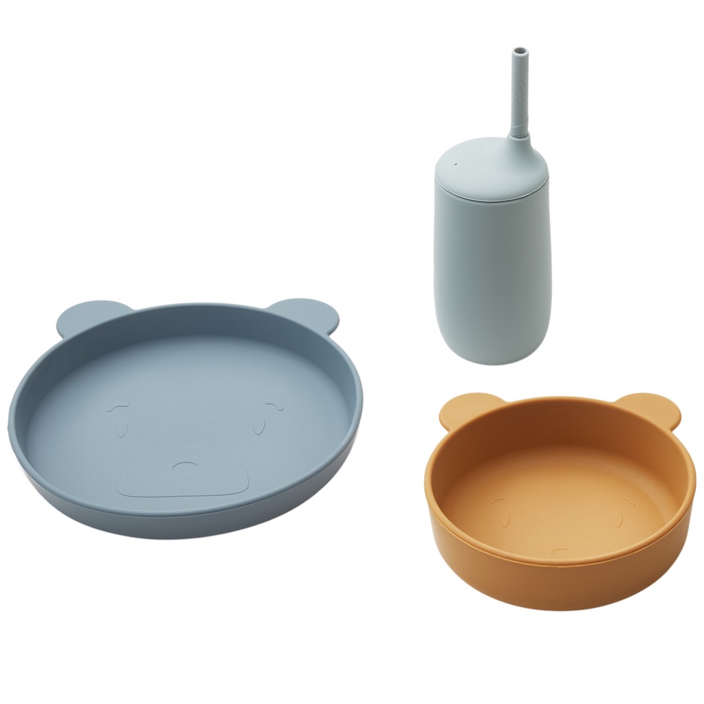 Liewood Nathan Junior Dining Set - Peralatan Makan Set Makan Bayi Silicone Karakter Dining Set Unbreakable