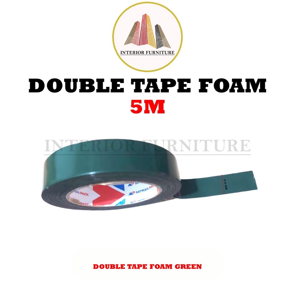 Double Sided Foam Tape / Tape Busa Dua Sisi / Tape Double Foam / Double Tape Hijau 5meter x 2,4cm