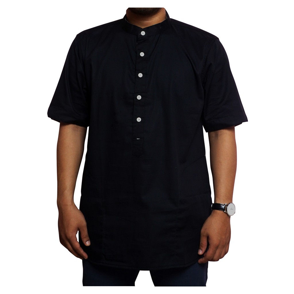 BAJU KOKO HITAM POLOS REGULER