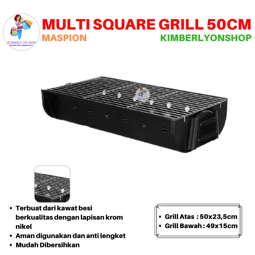 Alat Bakar BBQ Panggangan Portable Multi Square Grill 50 cm Maspion