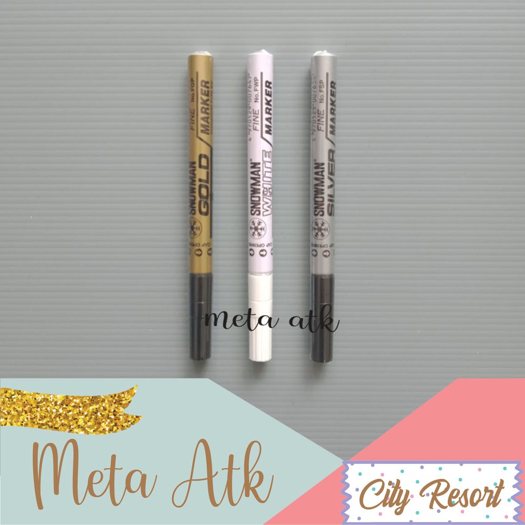 Spidol Snowman Fine / Kecil Gold / Silver / White