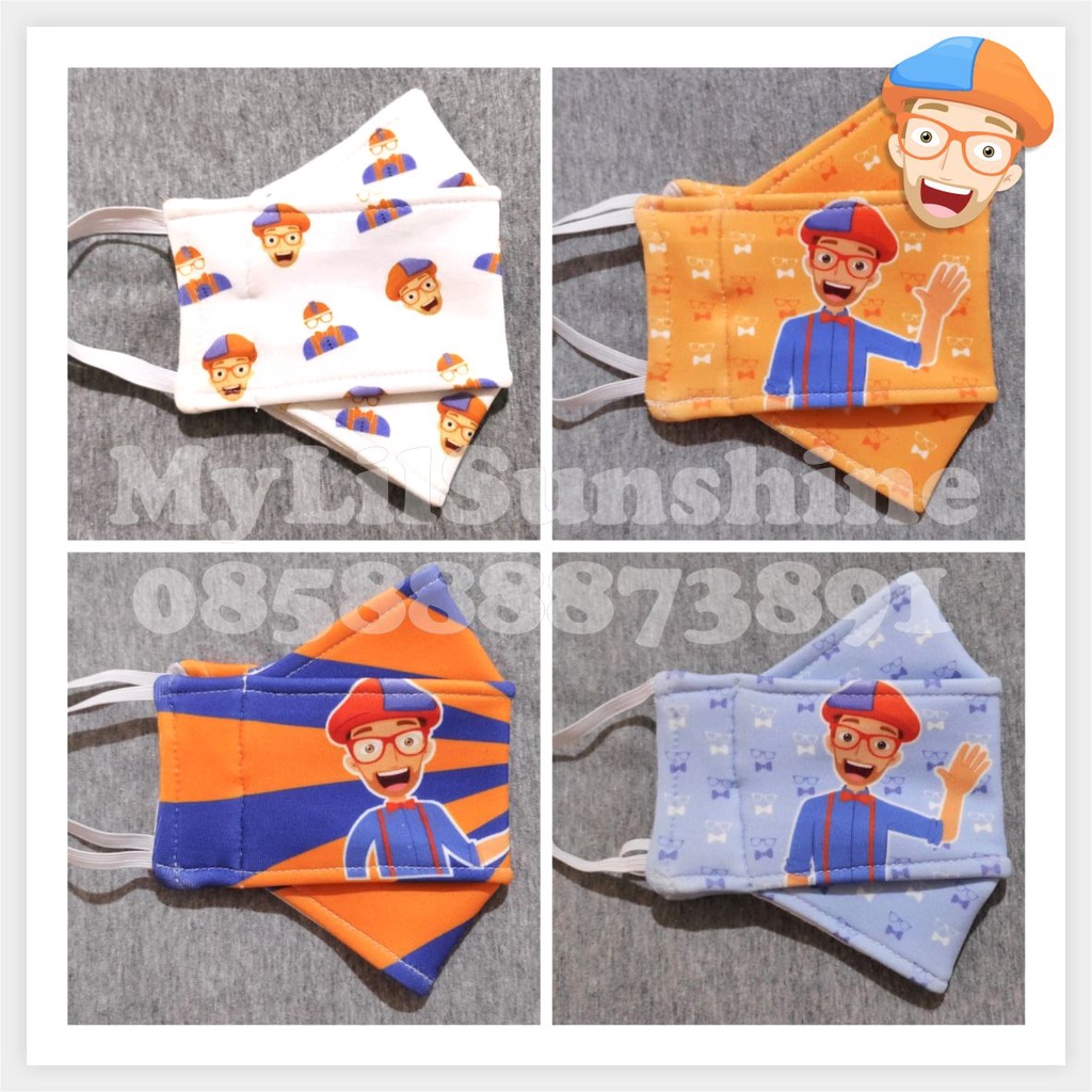 Masker Anak Blippi 3D Kain Premium KF94