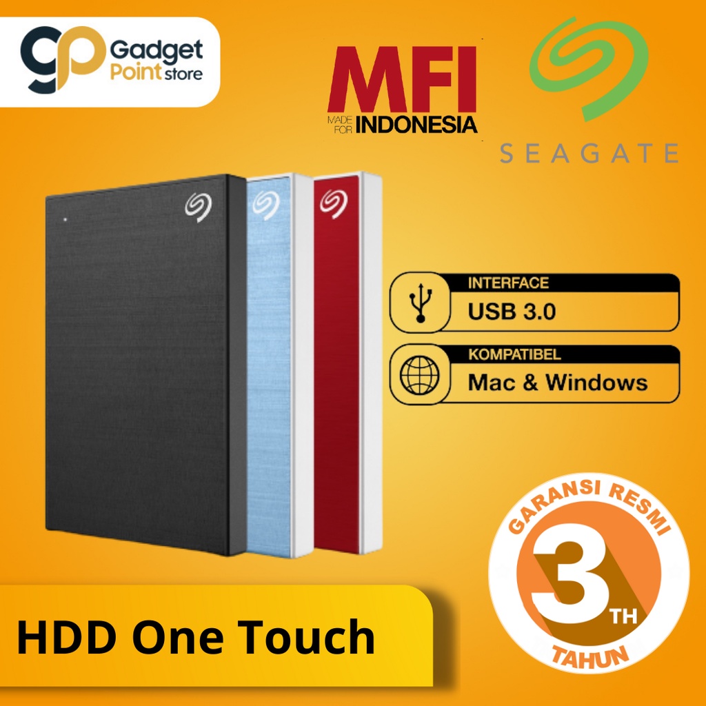 Seagate Backup Plus Slim Hardisk Eksternal 2TB USB 3.0 | Seagate One Touch Harddisk HDD 2TB - Garansi 3 Tahun