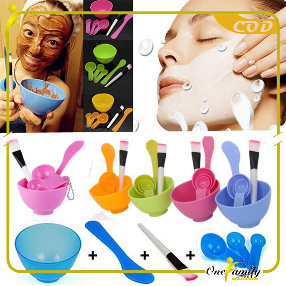 Set Mangkok Masker Set 4 IN 1 -- AC 111 -- set kuas mangkuk mangkok masker silicon make up masker muka murah plus sendok takar takaran gram dan Pengaduk bubuk cream / Alat Perawatan kecantikan perawatan wajah Wanita / Pria – laki laki Mask Bowl