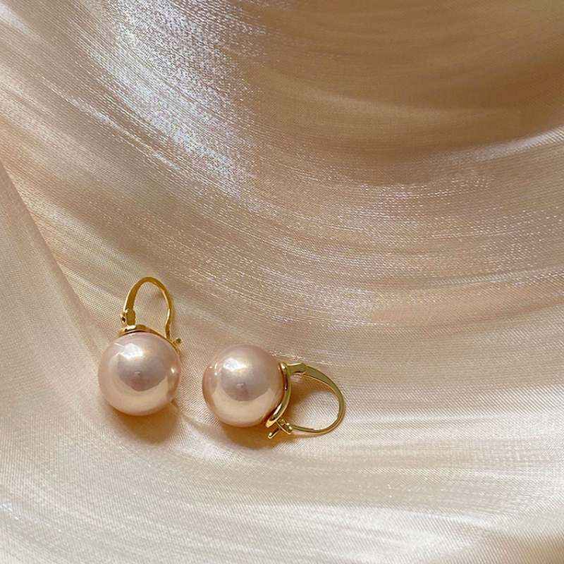 Magic789 Anting Bulat Emas 14k Gaya Vintage Dengan Mutiara Besar Untuk Wanita