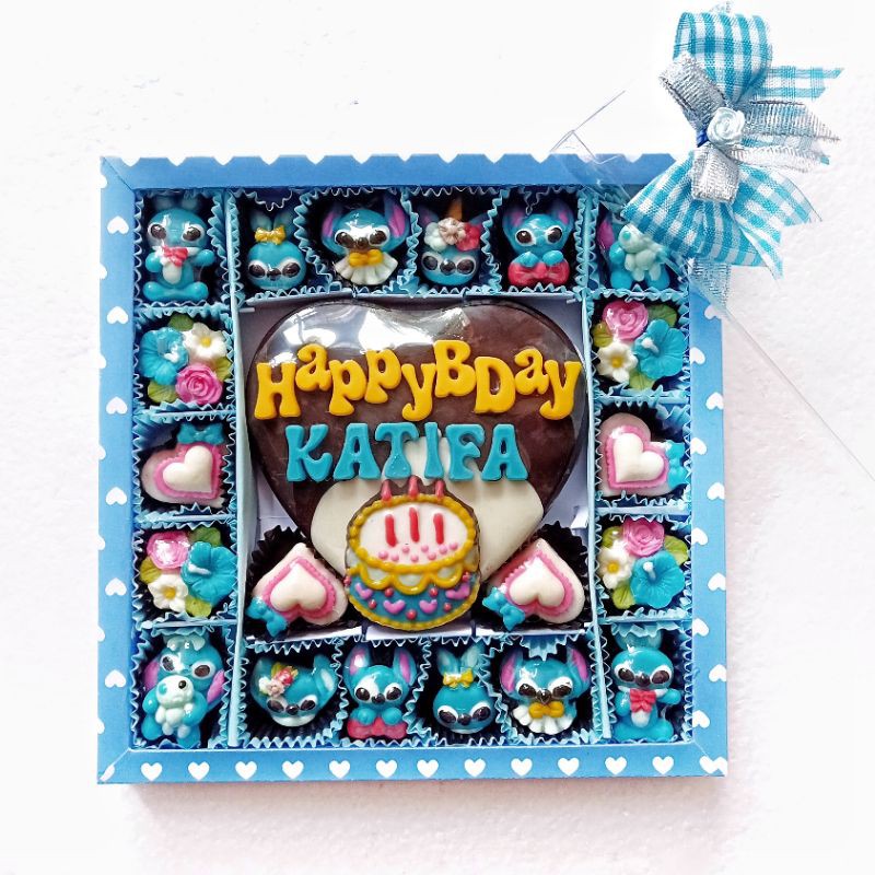 

kado coklat happy birthday coklat karakter box s25 Stitch untuk hadiah ultah