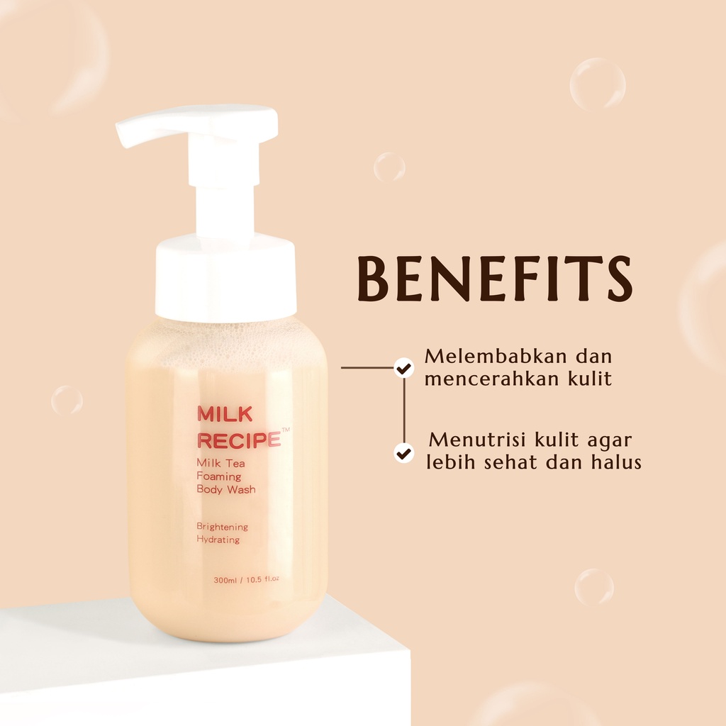 Milk Recipe Milk Tea Foaming Body Wash Sabun Mandi Mencerahkan Badan