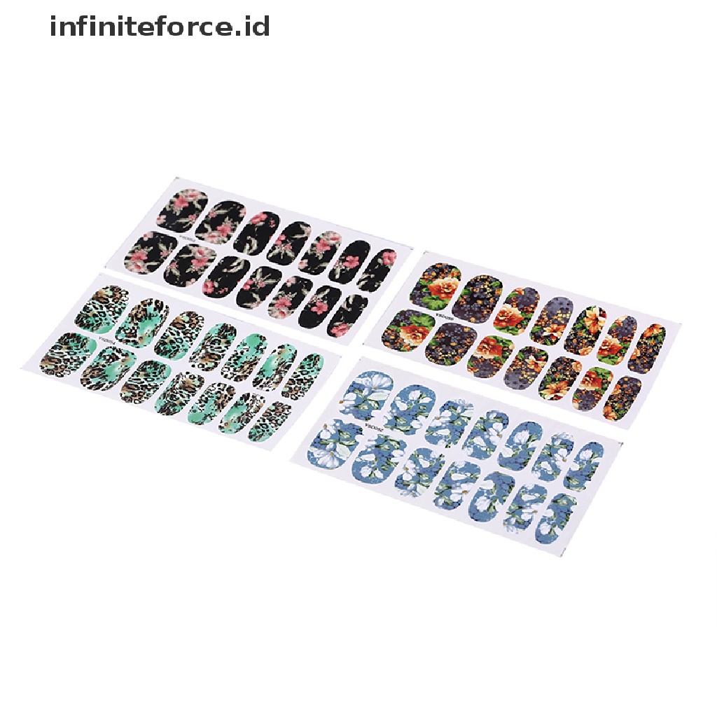 Infiniteforce.id 1 Lembar / Set Stiker Kuku transfer Air Motif Bunga pop Untuk nail Art / Manicure YSD052-YSD055