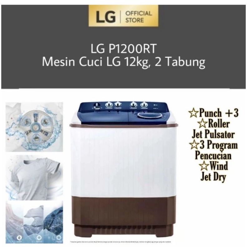 LG P1200RT Mesin Cuci 2 Tabung [12 Kg] D26051