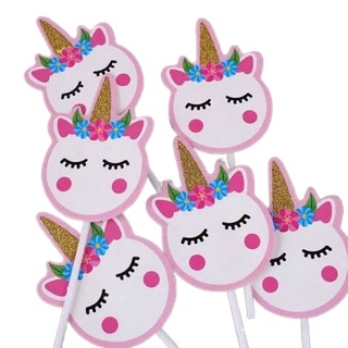 Cake Topper Head Unicorn isi 6