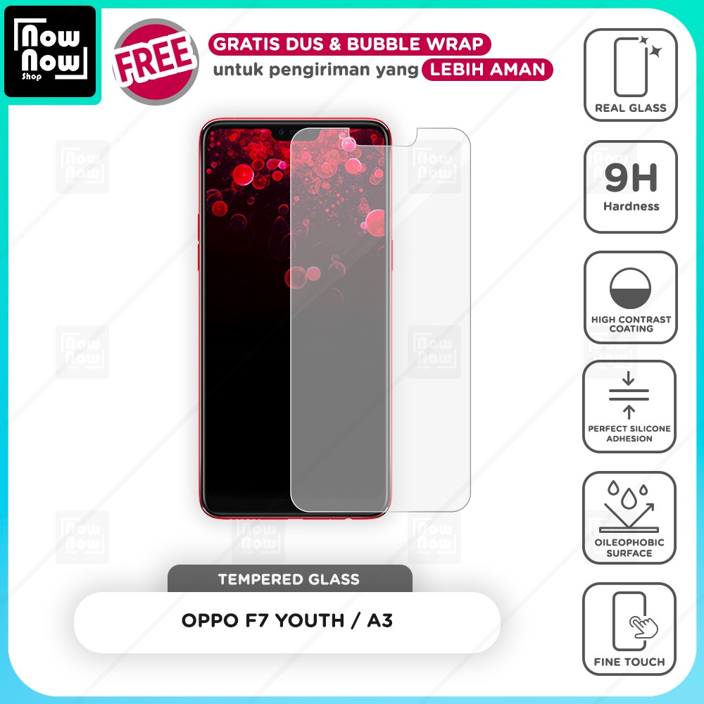 Tempered Glass Anti Gores Oppo F7 Youth / A3 Screen Guard Protector 9H Kaca Temperglass