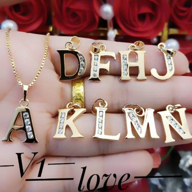 Xuping Kalung huruf lapis emas 24K 1425