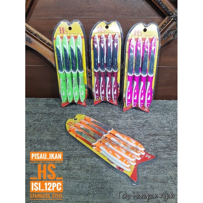 Pisau ikan / pisau motif ikan / pisau ikan 1 set 12 pcs