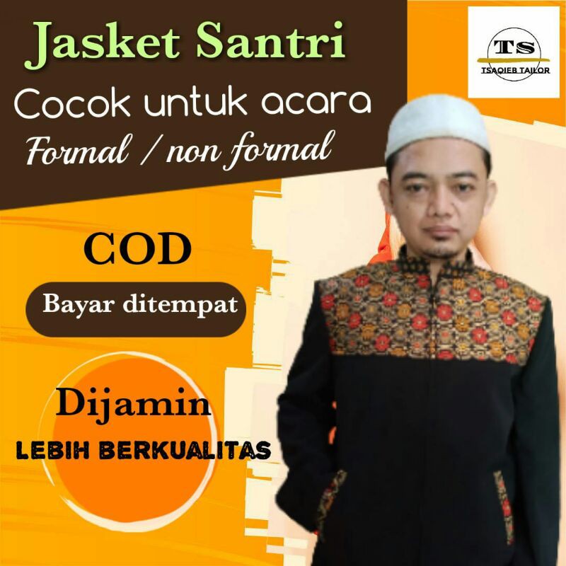 Jasket Jas Santri Formal Pria Kombinasi Batik Prada