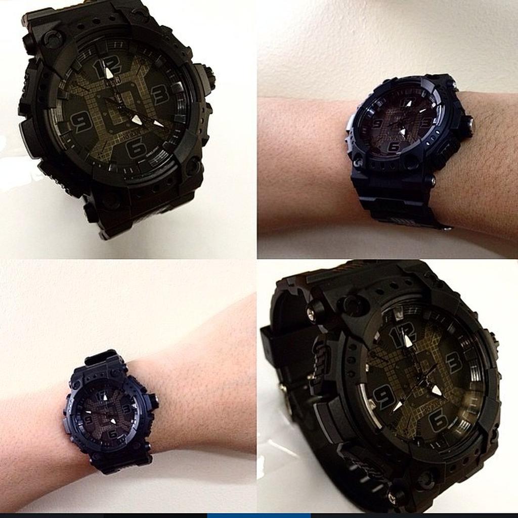 JAM TANGAN pria cowok sporty QnQ QQ Q&Q GW82J ALL BLACK  ORIGINAL