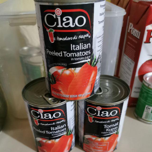 Ciao Italian Peeled Tomatoes/Tomat Kupas/Tomat Kaleng 400gr Shopee