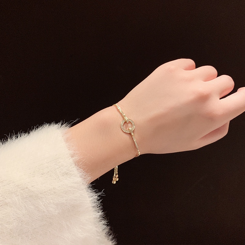 Gelang Mutiara Berlian Imitasi Adjustable Gaya Korea Untuk Wanita