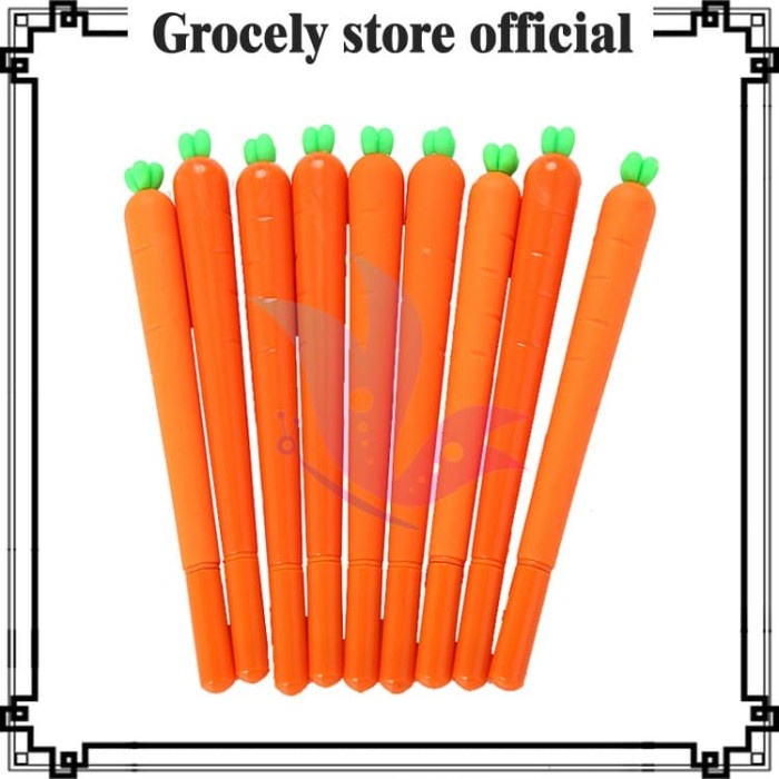 

NEW Grocely PP02 pulpen gel / pulpen air bentuk wortel carrot lucu - Pulpen Wortel