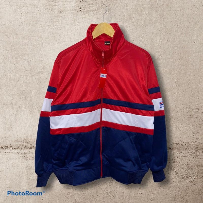 Jaket Training Jaket Tracktop Pria Wanita Unisex Kombinasi Hitam Putih Merah Navy