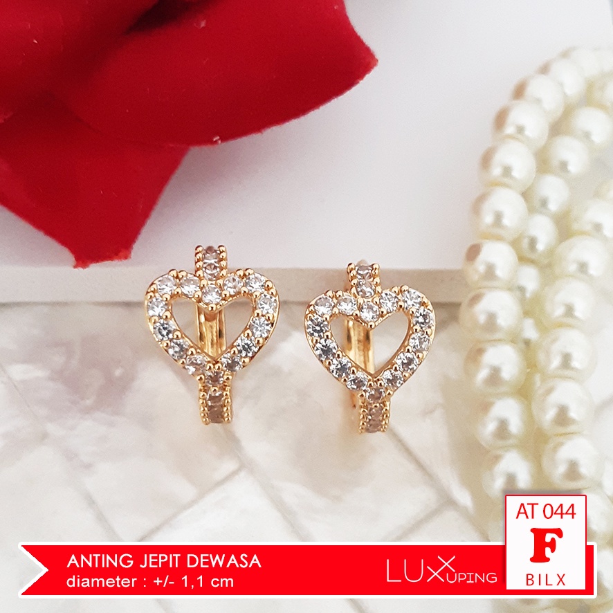 AT 044 Anting Jepit Model Paku Perhiasan Imitasi Lapis Emas 18K Permata Zirkon Aksesoris Xuping Murah Luxx Xuping