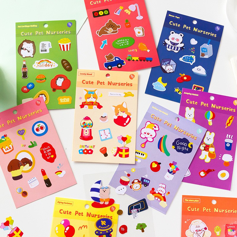 

1 lembar Stiker Kertas Cute Pet Waterproof Gaya Korea Dekorasi DIY