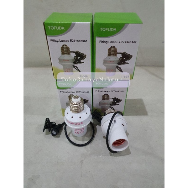 Fiting/Fitting Lampu E27 Sensor Cahaya Otomatis Tofuda Siang Malam