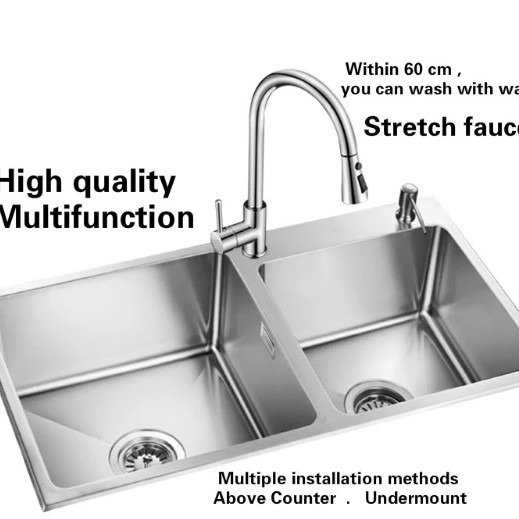 

Paket komplit Kitchen sink 8245 + Kran tarik bak cuci mdl Bolzano