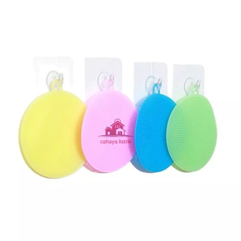 SPON SILIKON CUCI PIRING BULAT SERBAGUNA SIKAT PEMBERSIH SPONGE SILICONE BRUSH FOOD GRADE MULTIFUNGS