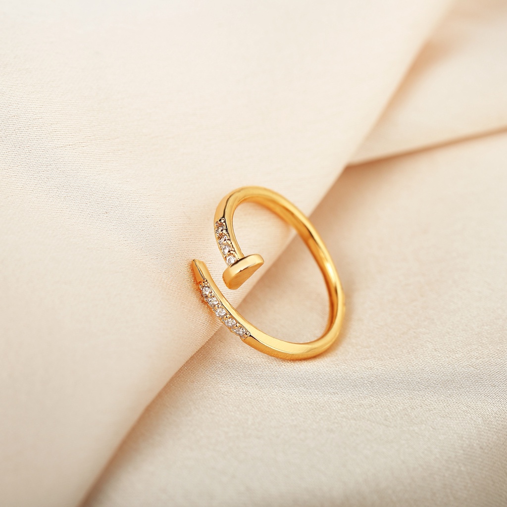 Y463 [COD✔] Paku Cincin Berlian Kristal Stainless Steel Rose Gold Perak Fashion Wanita Pernikahan Rings