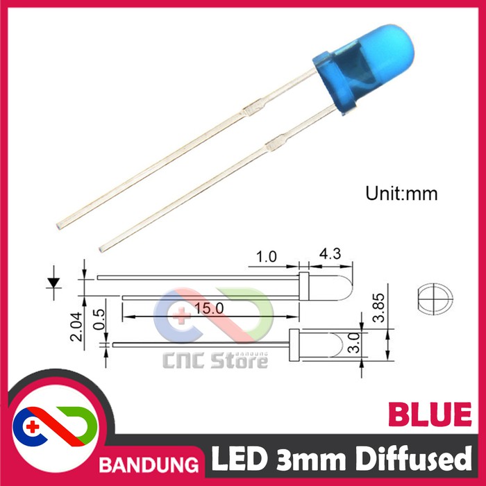 10PCS LED 3MM F3 SUPER BRIGHT BLUE BIRU DIFFUSED