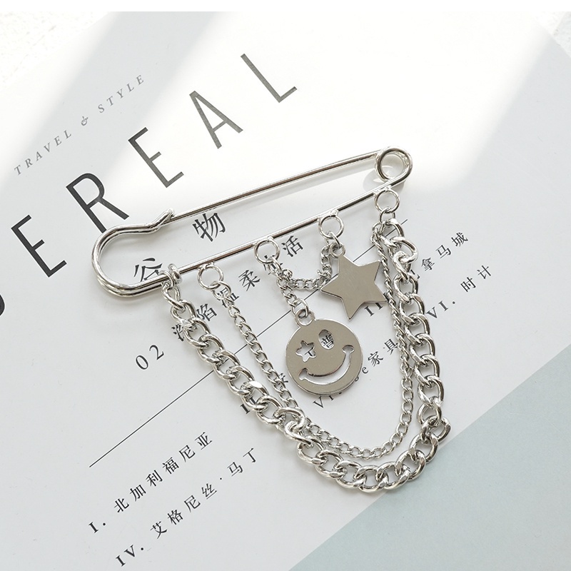 Star Smiley Face Brooch Suit Accessories Trendy Personality Temperament