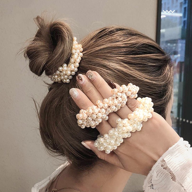 Civeto Ik21 Ikat Rambut Korea Full Mutiara Pearl-3
