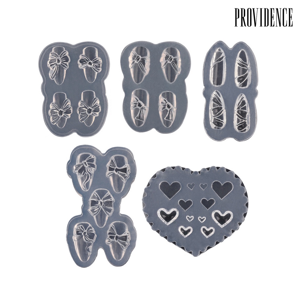 Providence Bowknot Love Heart Nail Ornament Carving Mold Fingernail Decor Stamping Stencil