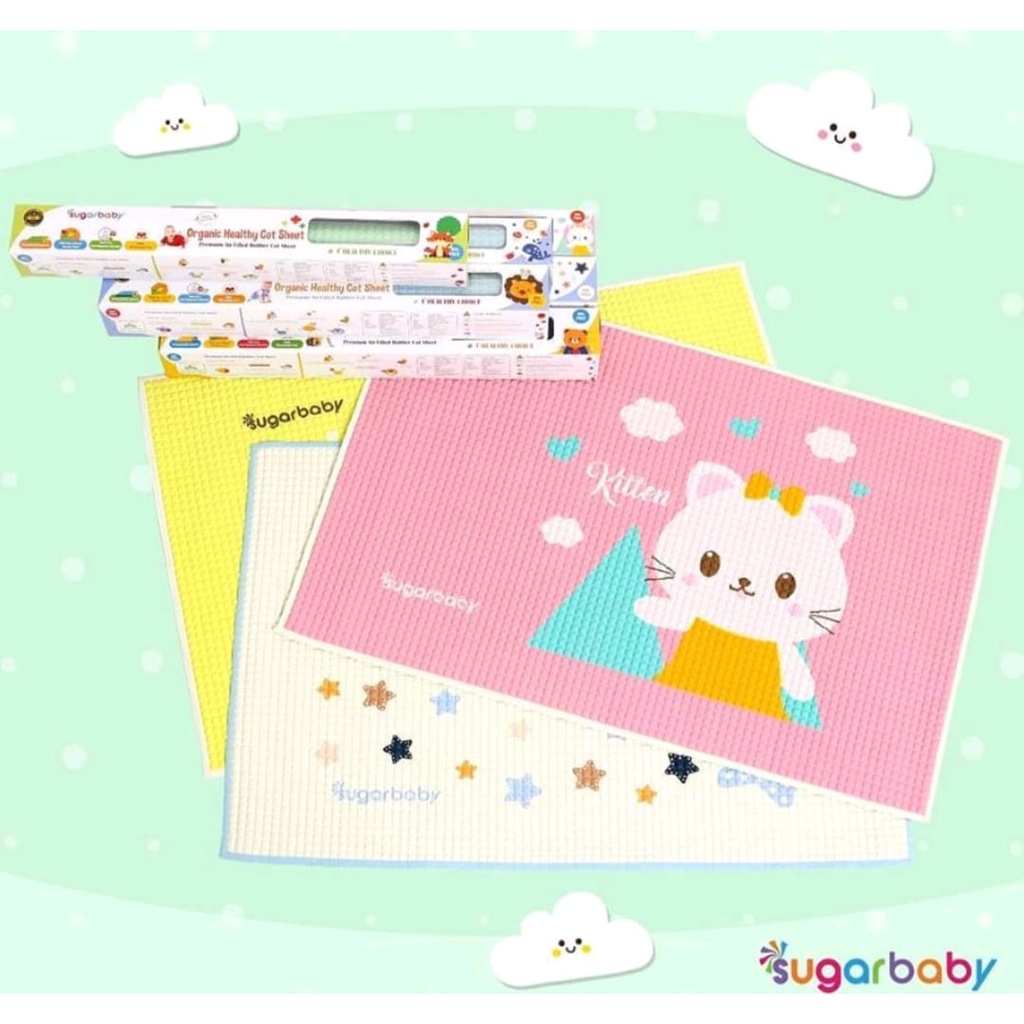 PERLAK SUGAR BABY ORIGINAL/PERLAK ORGANIC HEALTHY COT SHEET- 90X60 CM/PERLAK KARET ALAS OMPOL BAYI SUGARBABY/PERLAK IQ BABY LOONEY TUNES RUBBER COT SHEET