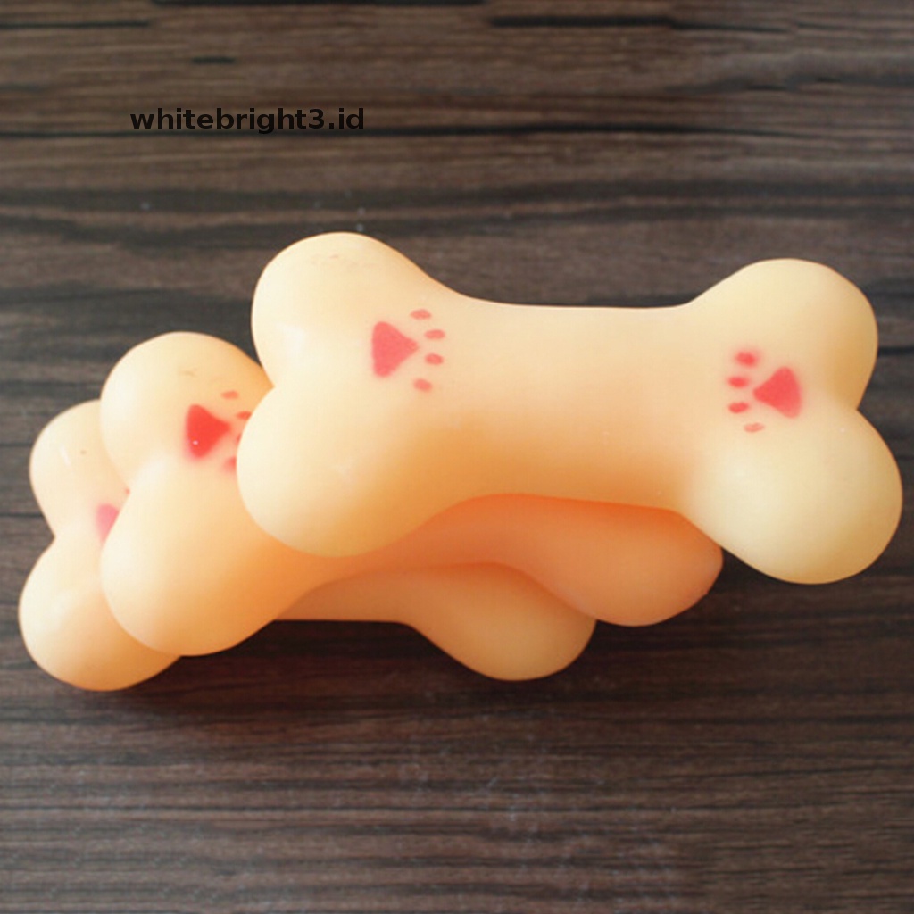 {whitebright3.id} New Pet Dog Puppy Chew Toy Soft Small Rubber Bone Squeaky Fun Toys Orange ,