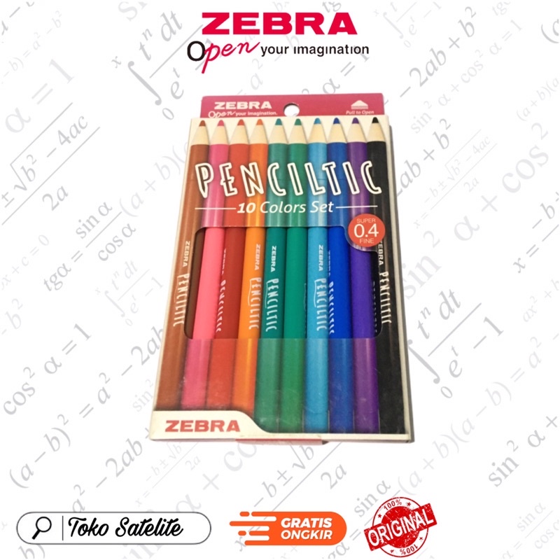 

Zebra Penciltic 1 set 0.4mm/ Pulpen 10 Warna