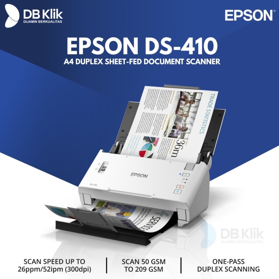 

Scanner EPSON DS-410 A4 Duplex Sheet-fed Document 300DPI | EPSON DS410