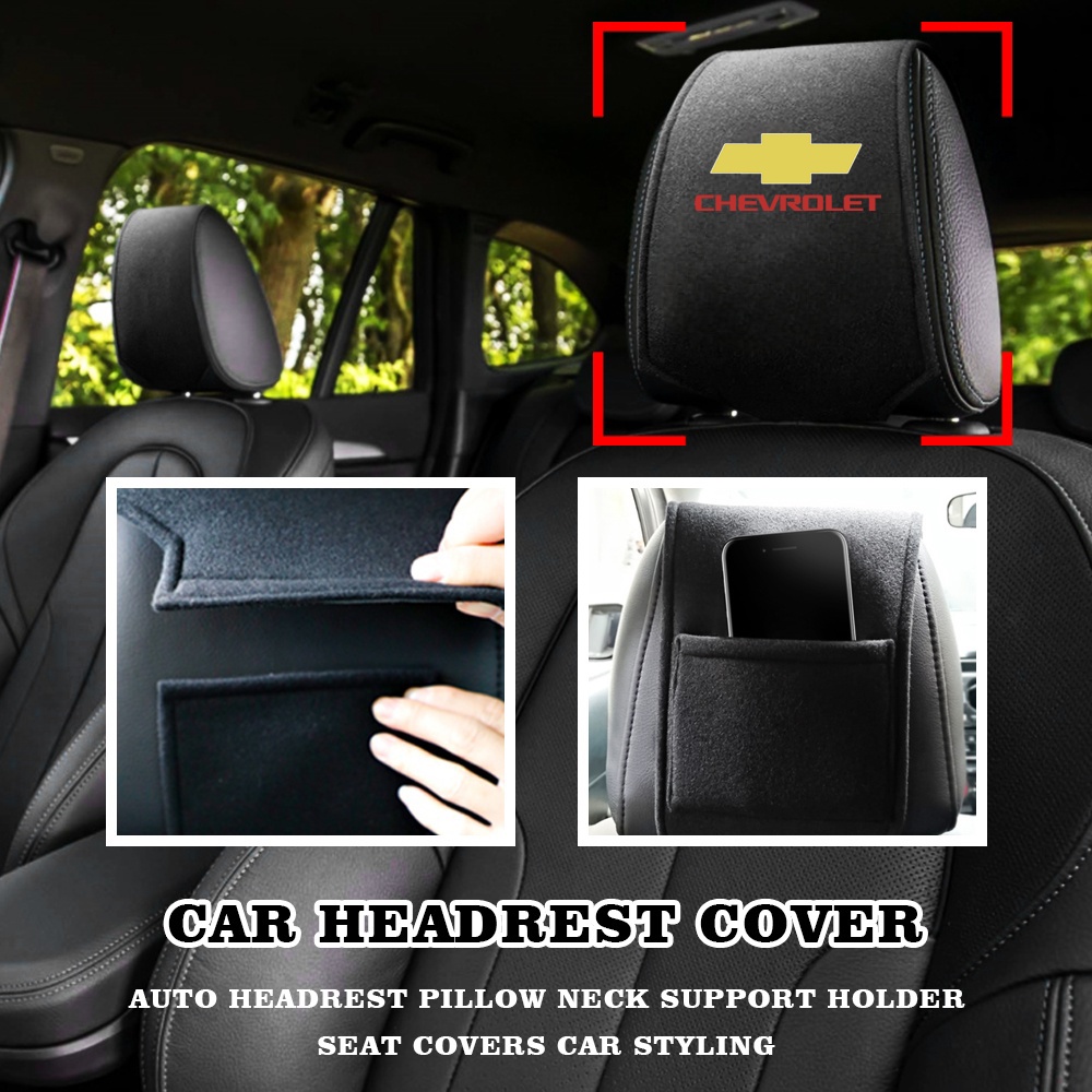 2pcs Cover Pelindung Bantalan Sandaran Kepala Jok Mobil Untuk Chevrolet Captiva Cruze Trax Aveo Volt