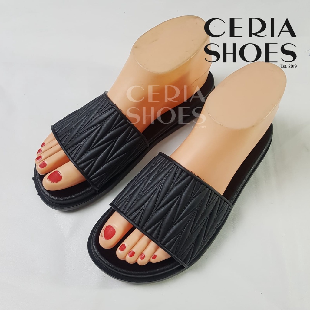 Sandal Slop Wanita Karet Balance Motif Ulir Kokop Import Bahan Lentur Elastis Empuk 206