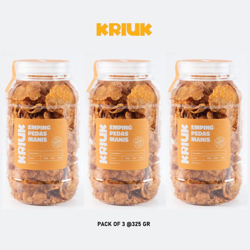 

Keripik Emping Pedas Manis Pack of 3 - 325gram