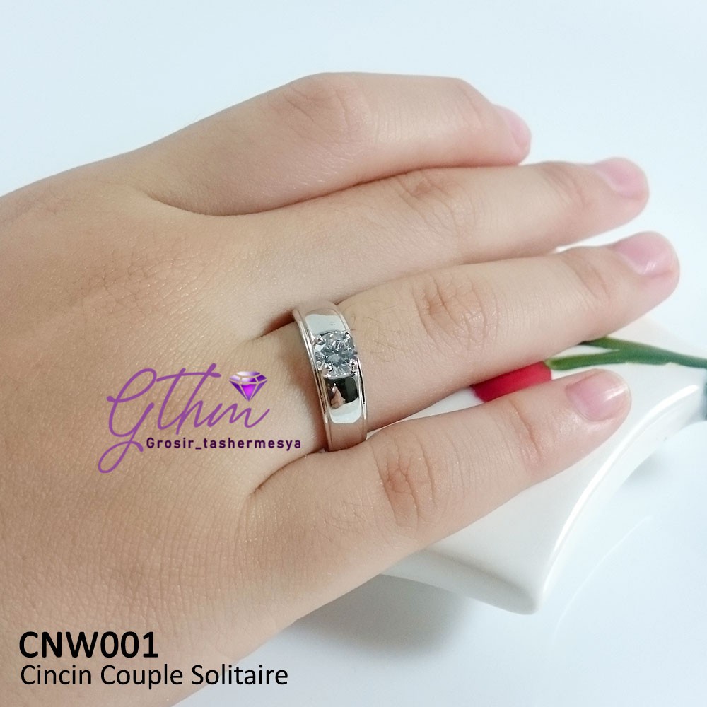 Cincin Pasangan Couple Single Pengantin Emas Silver Mata Kristal Swaroski CNG001