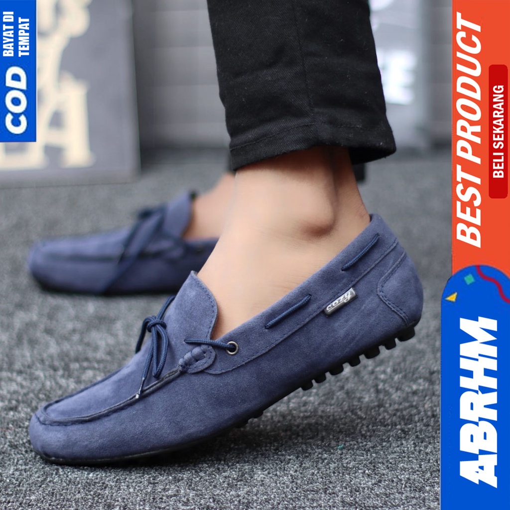 Sepatu Slip On Casual Santai Slop Kerja Anti Slip Hitam Kerja Kantor Pria Abrhm Rennes