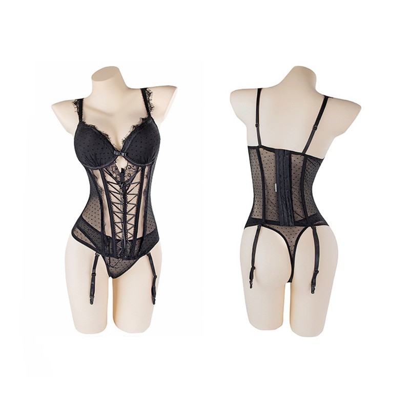 【Wetrose】Lingerie Bodysuit Sexy Mewah Dengan Suspender Untuk Wanita Premium Bodysuit Bustier