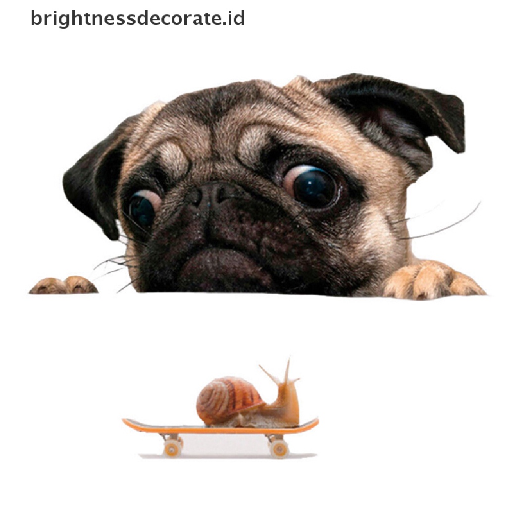 Stiker Kreatif Bentuk Anjing Pug 3d Untuk Mobil / Laptop