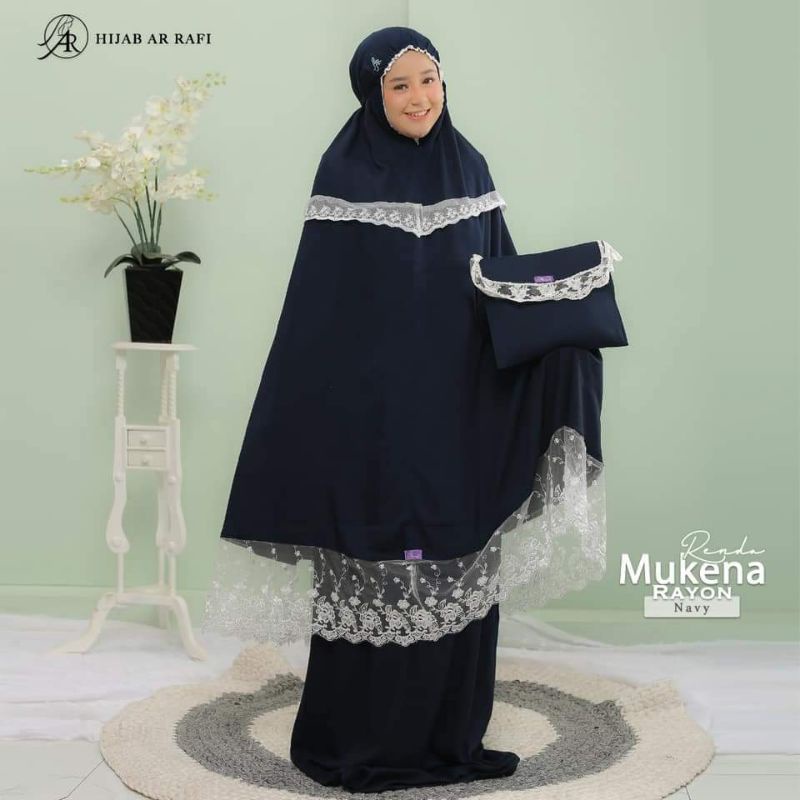 Mukena Renda ArRafi peralatan sholat Mukena rayon warna-warni mukenah Renda atasan bawahan