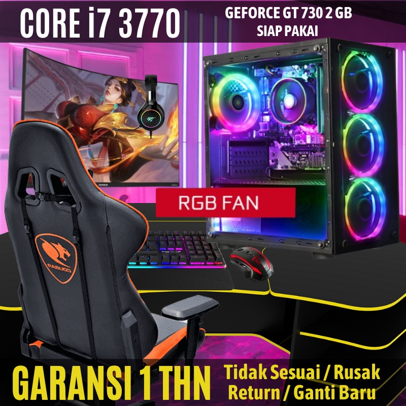 pc gaming game editing fullset lengkap intel core i7 3770 vga 730 2gb ram 8gb lg ips 24inch curved